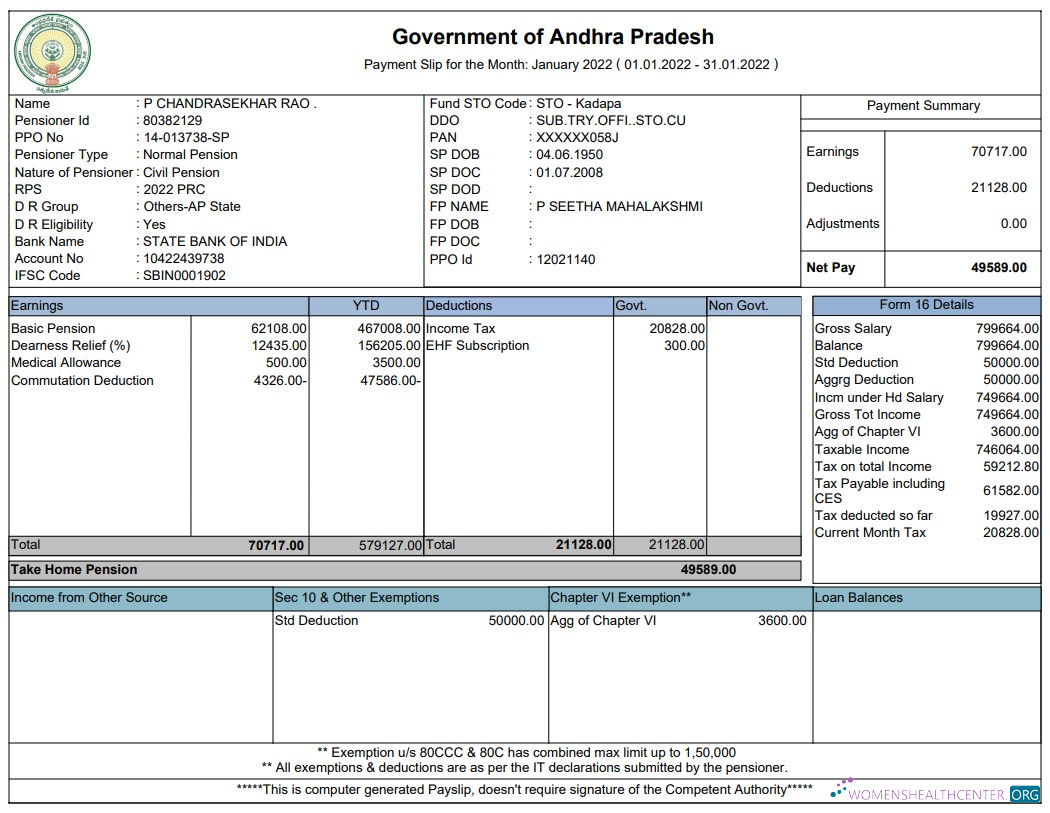 Download Government of Andhra Pradesh Paystub Photoshop template